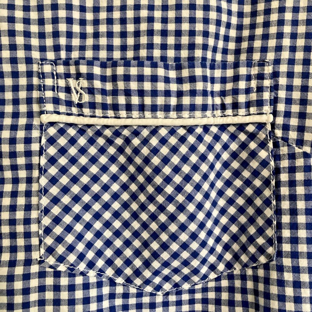 Victorias Secret Womens M Blue Gingham Button Up Cotton Sleep Shirt Boyfriend - Picture 8 of 10